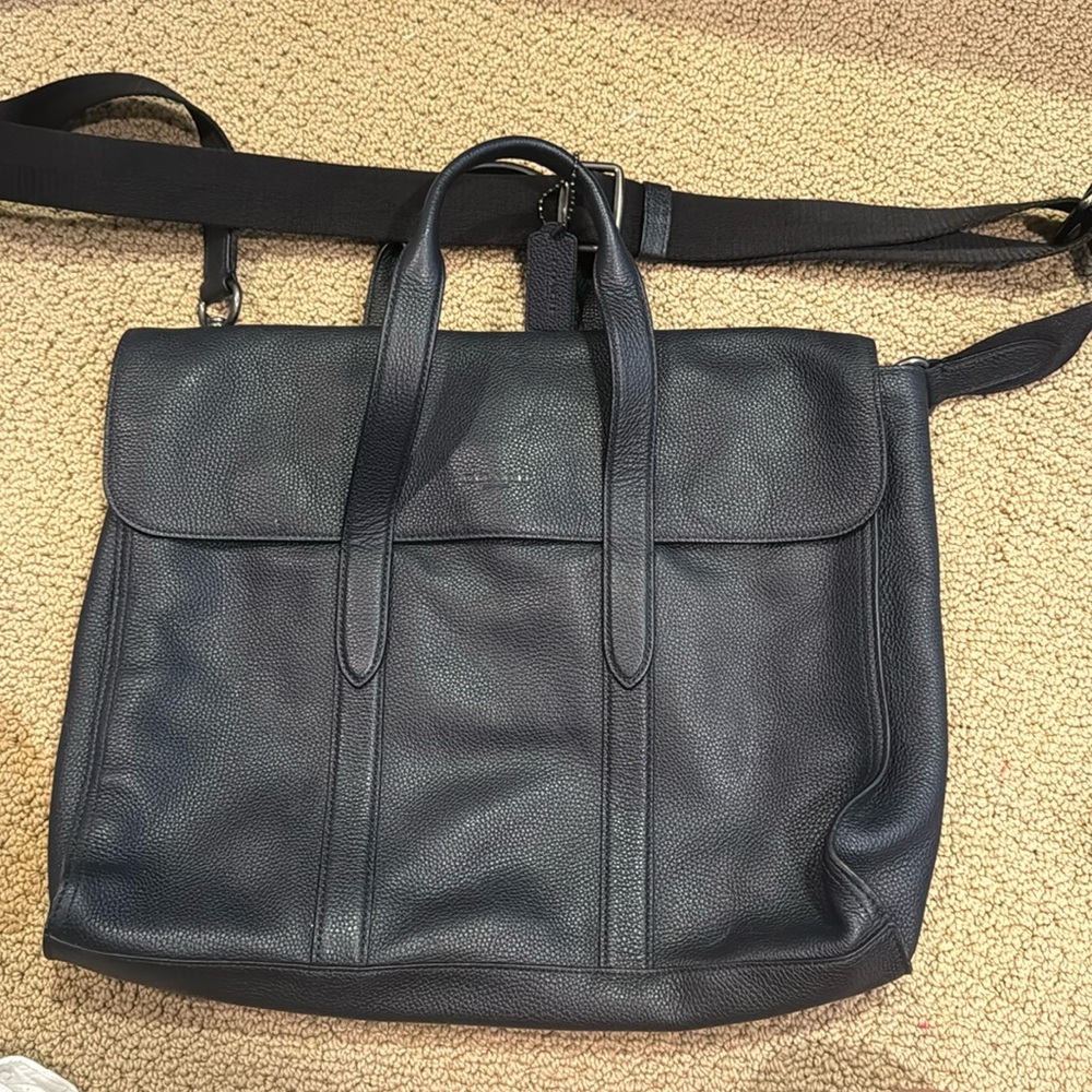 Coach Navy leather briefcase or laptop case